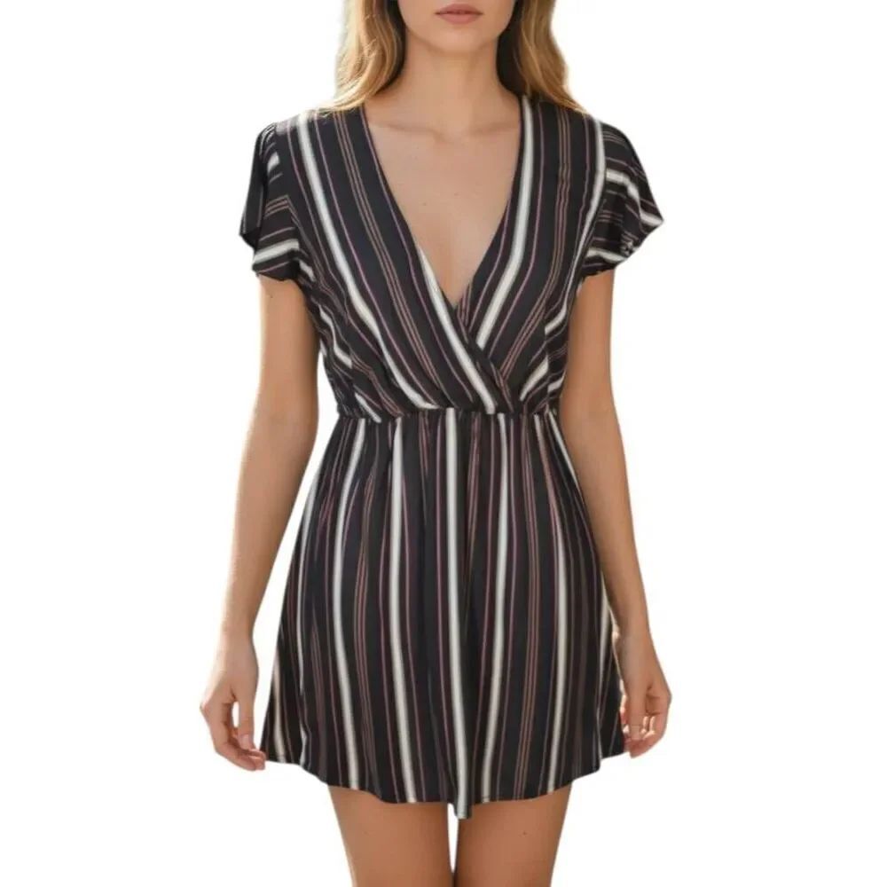 FOREVER 21 BLACK, WHITE & RUST DRESS SZ.S EUC